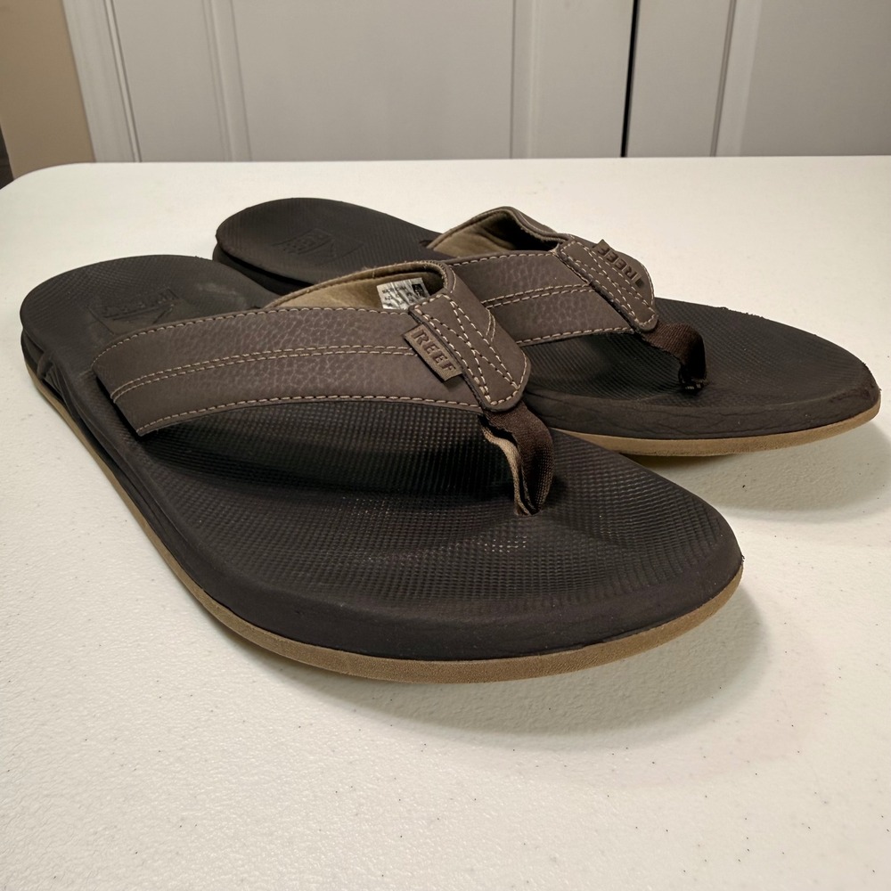 Reef Fanning Flip Flops Mens Brown Tan Bottle Opener Sandals Size 12